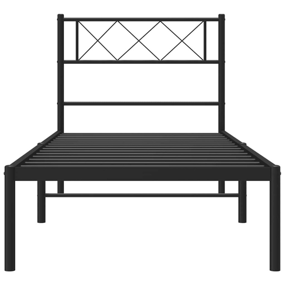 Estructura cama sin colchón con cabecero metal negro 100x200