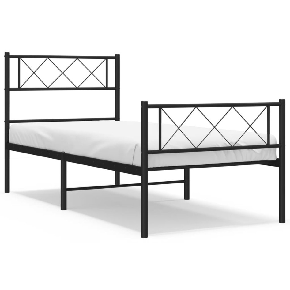 Estructura cama sin colchón con estribo metal negro 75x190
