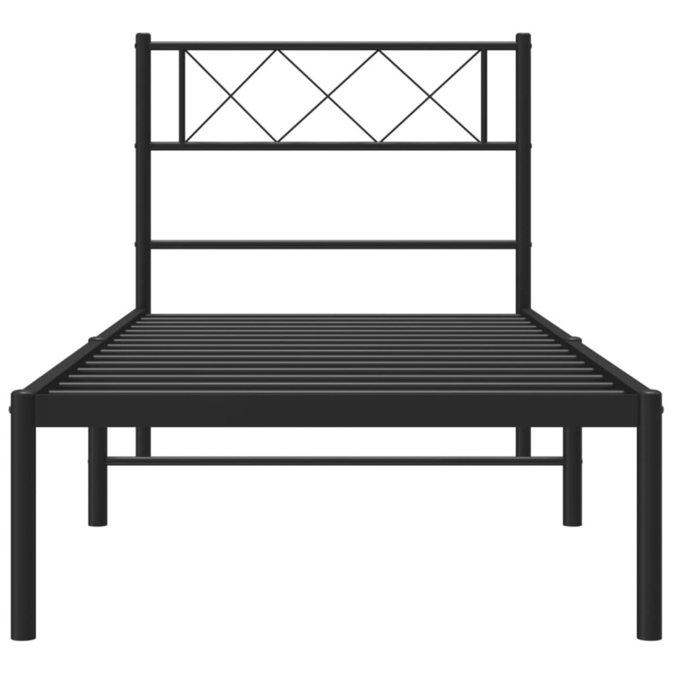 Estructura cama sin colchón con cabecero metal negro 90x200
