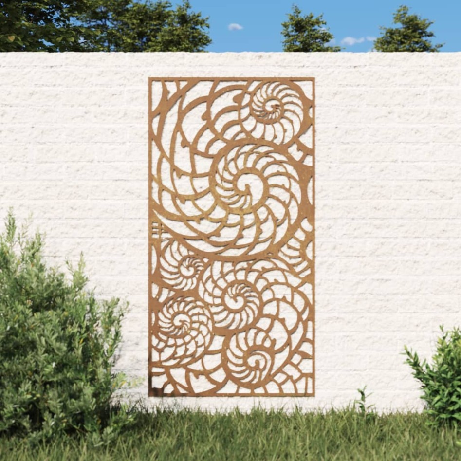 Adorno de pared de jardín acero corten diseño conchas 105x55