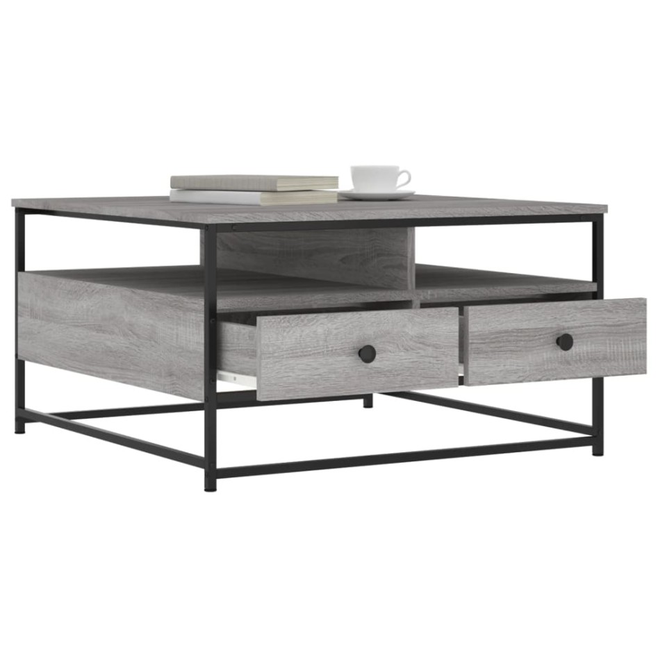 Mesa de centro madera de ingeniería gris Sonoma 80x80x45