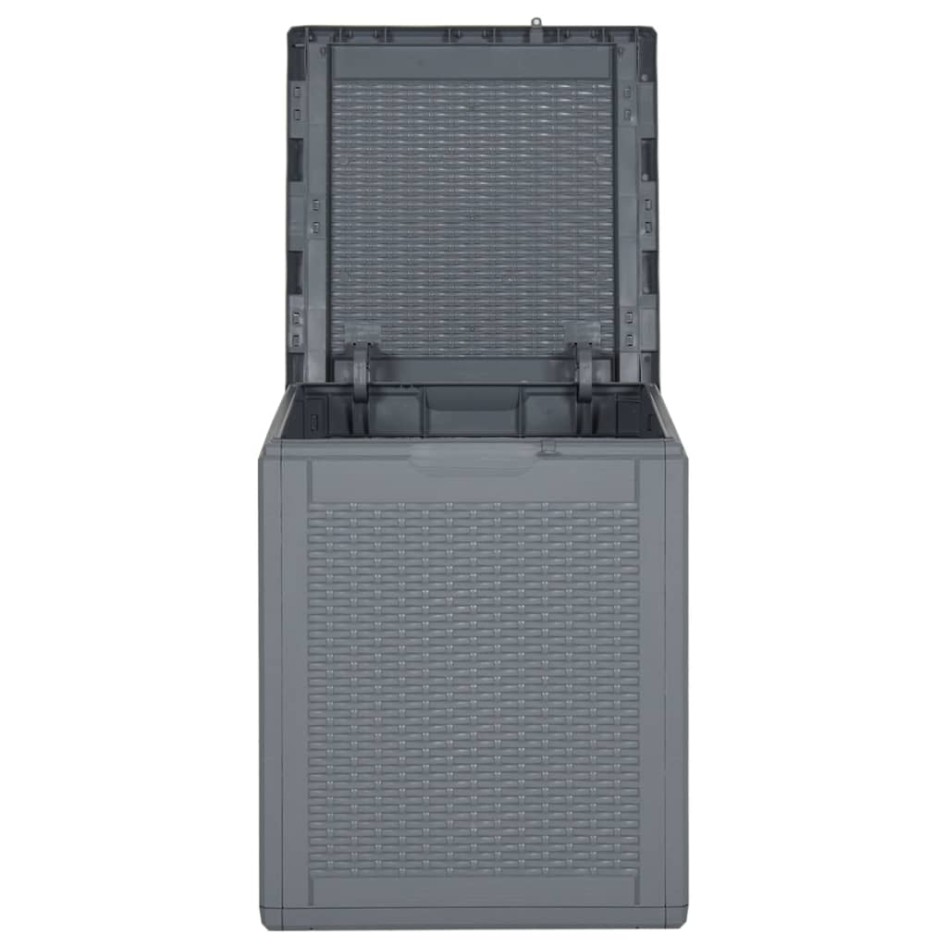 Caja de almacenaje para jardín PP aspecto de ratán gris 90