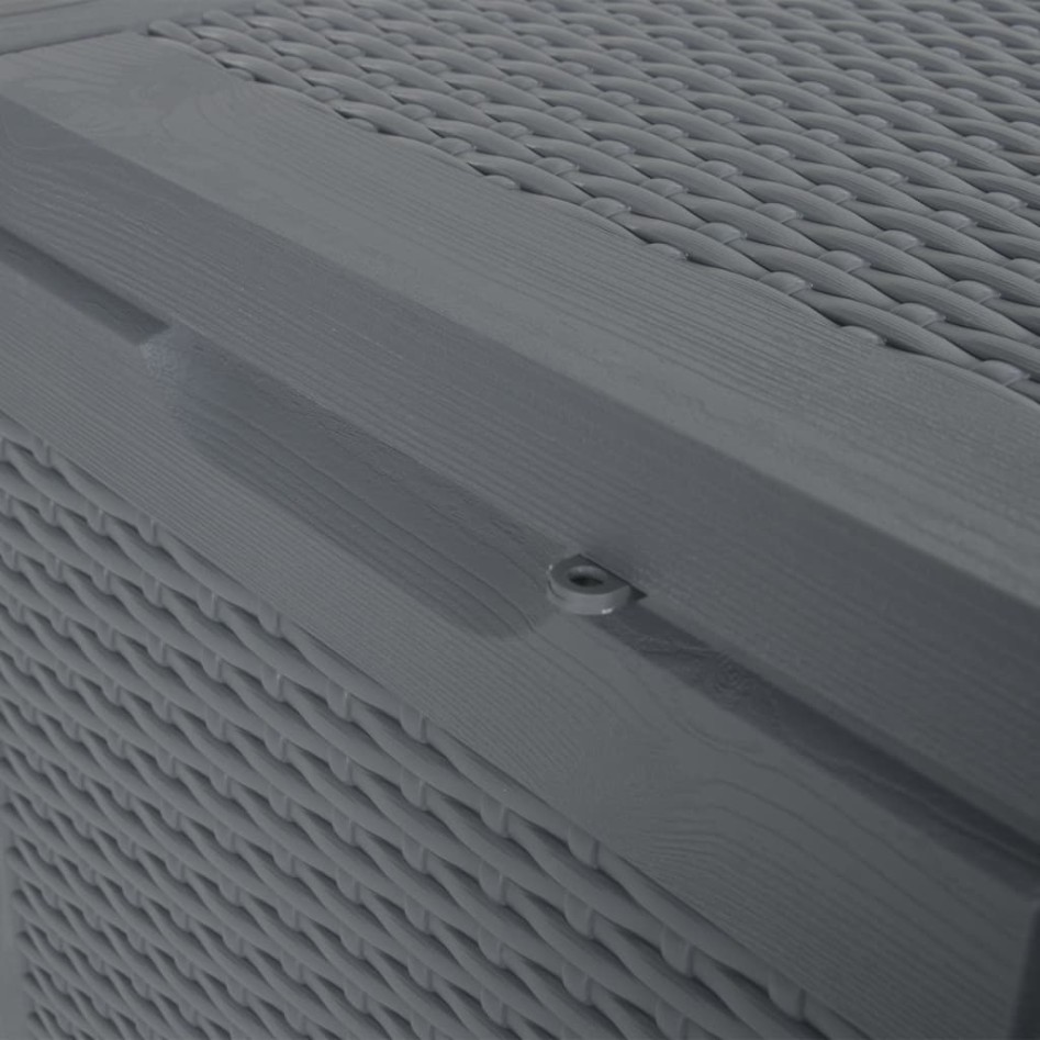 Caja de almacenaje para jardín PP aspecto de ratán gris 90