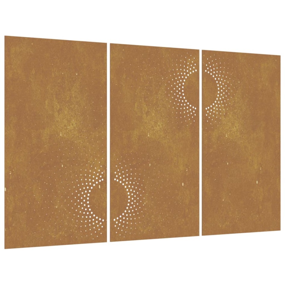 Adorno pared jardín 3 uds acero corten diseño sol 105x55