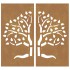Adorno pared jardín 2 uds acero corten diseño árbol 105x55