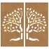 Adorno pared jardín 2 uds acero corten diseño árbol 105x55