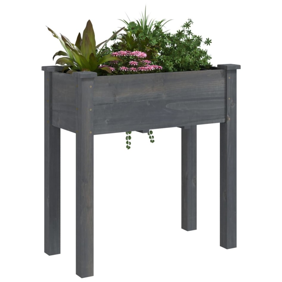 Jardinera con forro interior madera abeto gris 71x37x76