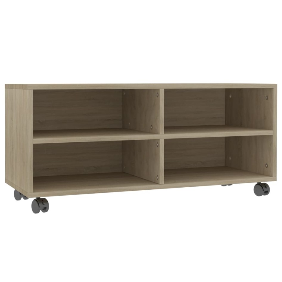 Mueble de TV ruedas madera contrachapada color roble
