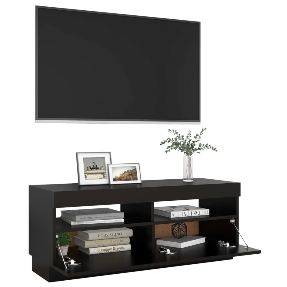 Mueble de TV con luces LED negro 100x35x40
