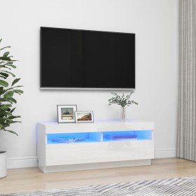 Mueble de TV con luces LED blanco brillante 100x35x40