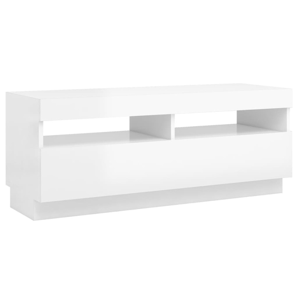 Mueble de TV con luces LED blanco brillante 100x35x40