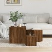 Mesitas auxiliares 3 piezas madera contrachapada marrón roble