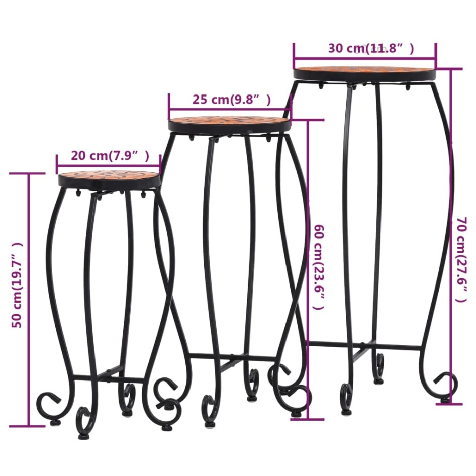 Mesitas de mosaico 3 uds cerámica