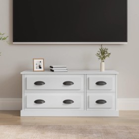 Mueble de TV madera contrachapada blanco brillo 100x35,5x45