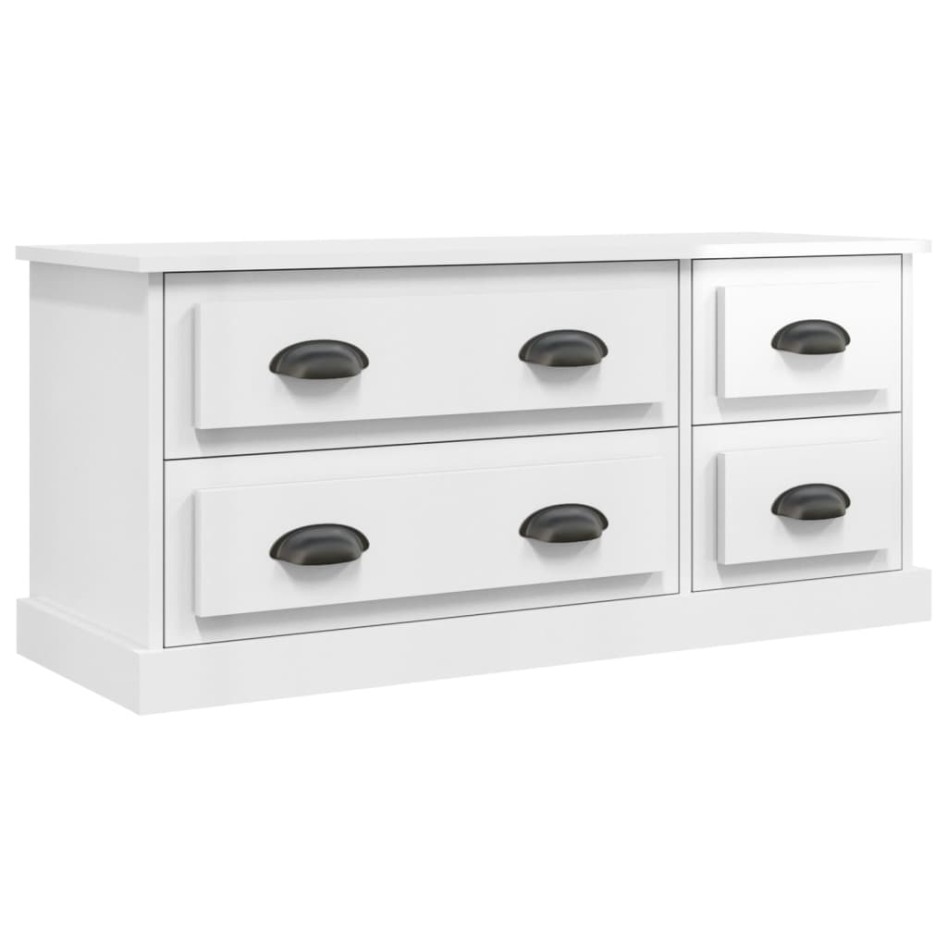 Mueble de TV madera contrachapada blanco brillo 100x35,5x45