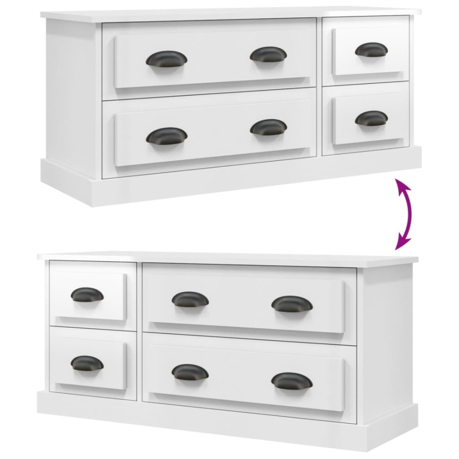 Mueble de TV madera contrachapada blanco brillo 100x35,5x45