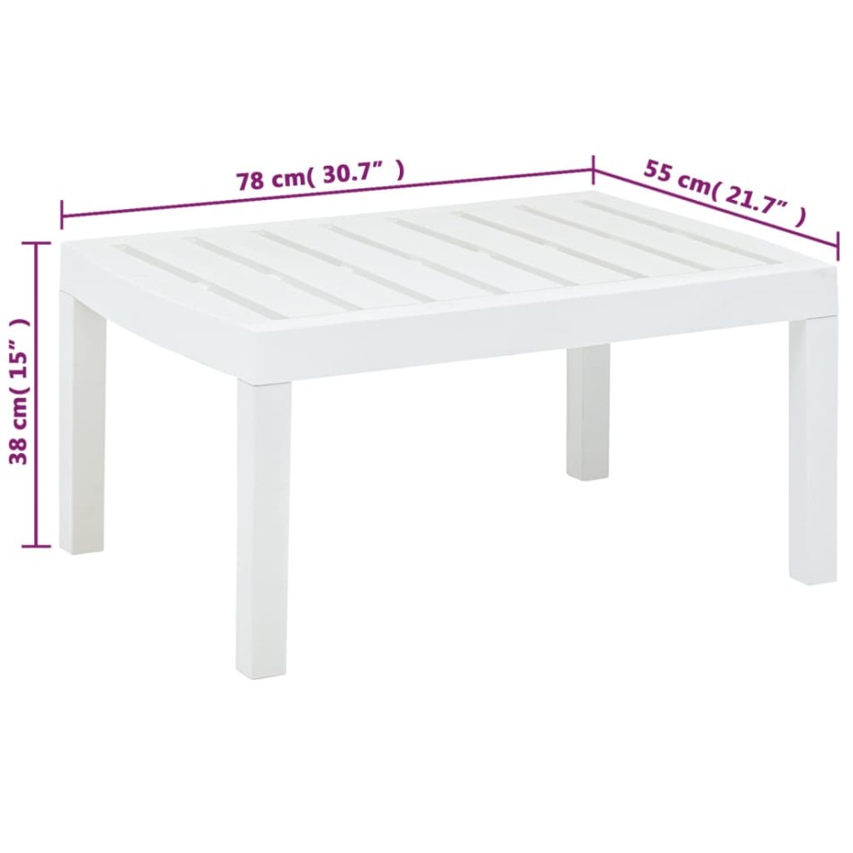 Mesa de jardín de plástico blanco 78x55x38