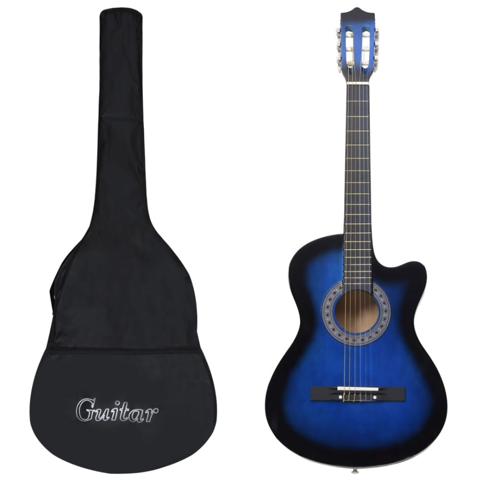Set de guitarra clásica occidental 12 pzas 6 cuerdas azul