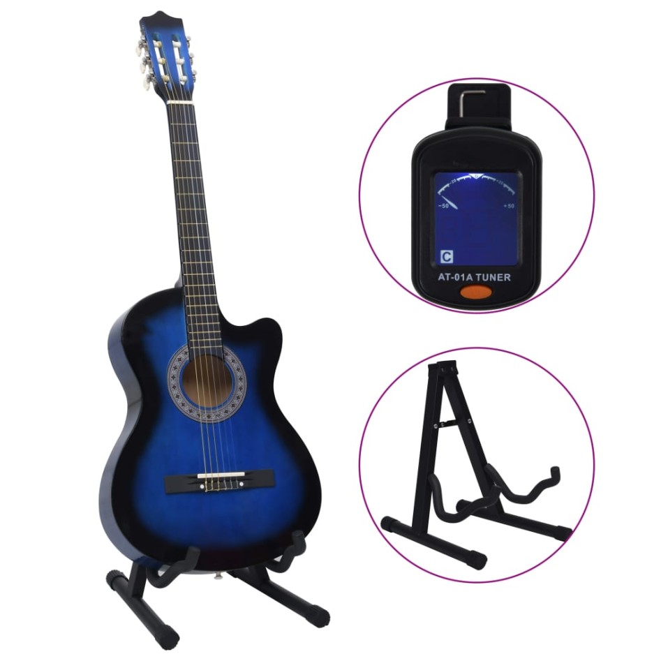 Set de guitarra clásica occidental 12 pzas 6 cuerdas azul