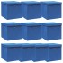 Cajas de almacenaje con tapas 10 uds tela azul 32x32x32