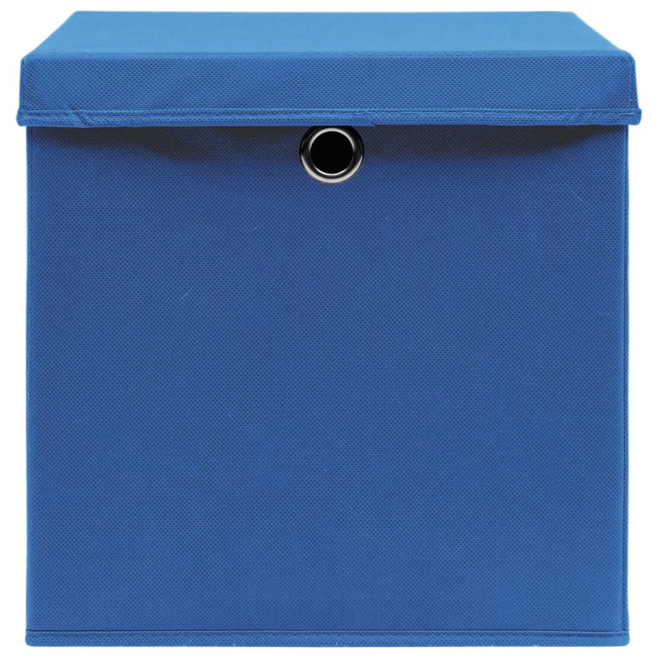 Cajas de almacenaje con tapas 10 uds tela azul 32x32x32