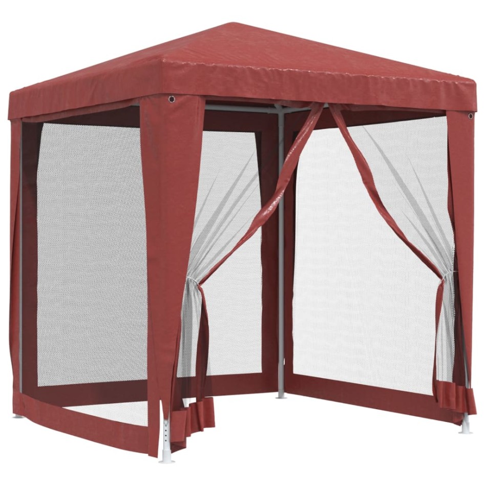 Carpa para fiestas con 4 paredes de malla HDPE rojo 2x2