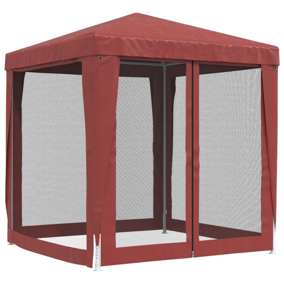 Carpa para fiestas con 4 paredes de malla HDPE rojo 2x2