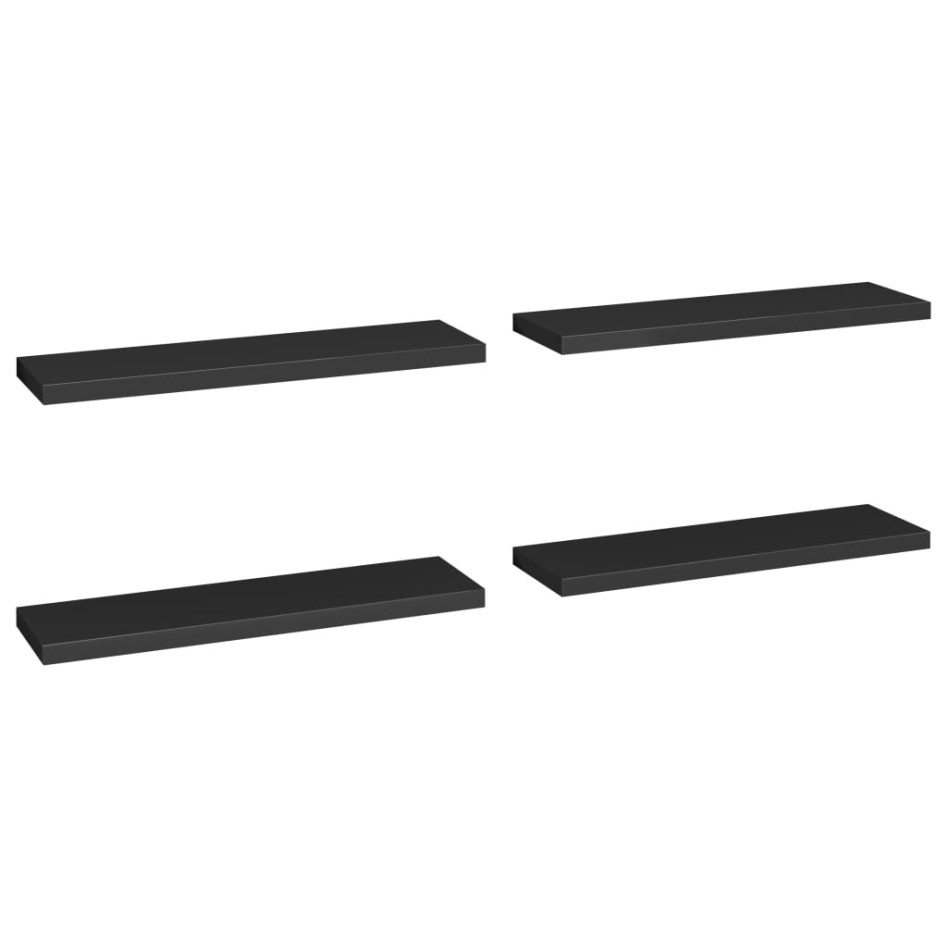Estantes flotantes de pared 4 uds MDF negro 90x23,5x3,8