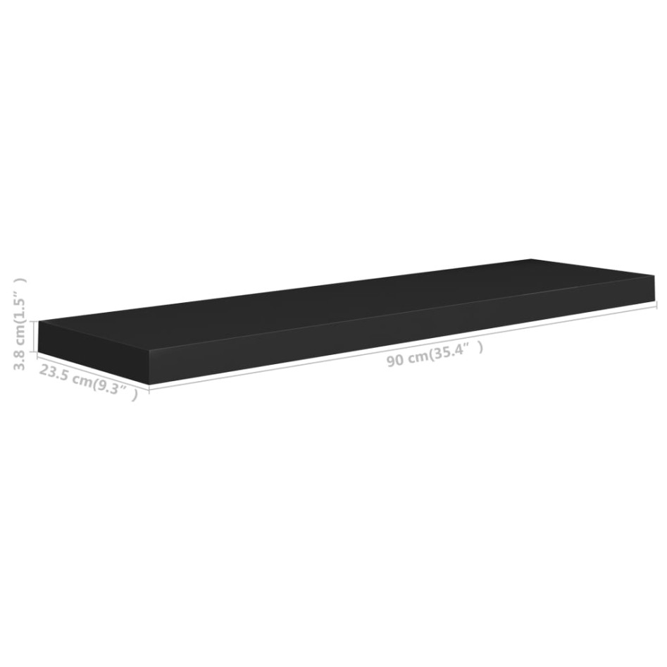 Estantes flotantes de pared 4 uds MDF negro 90x23,5x3,8