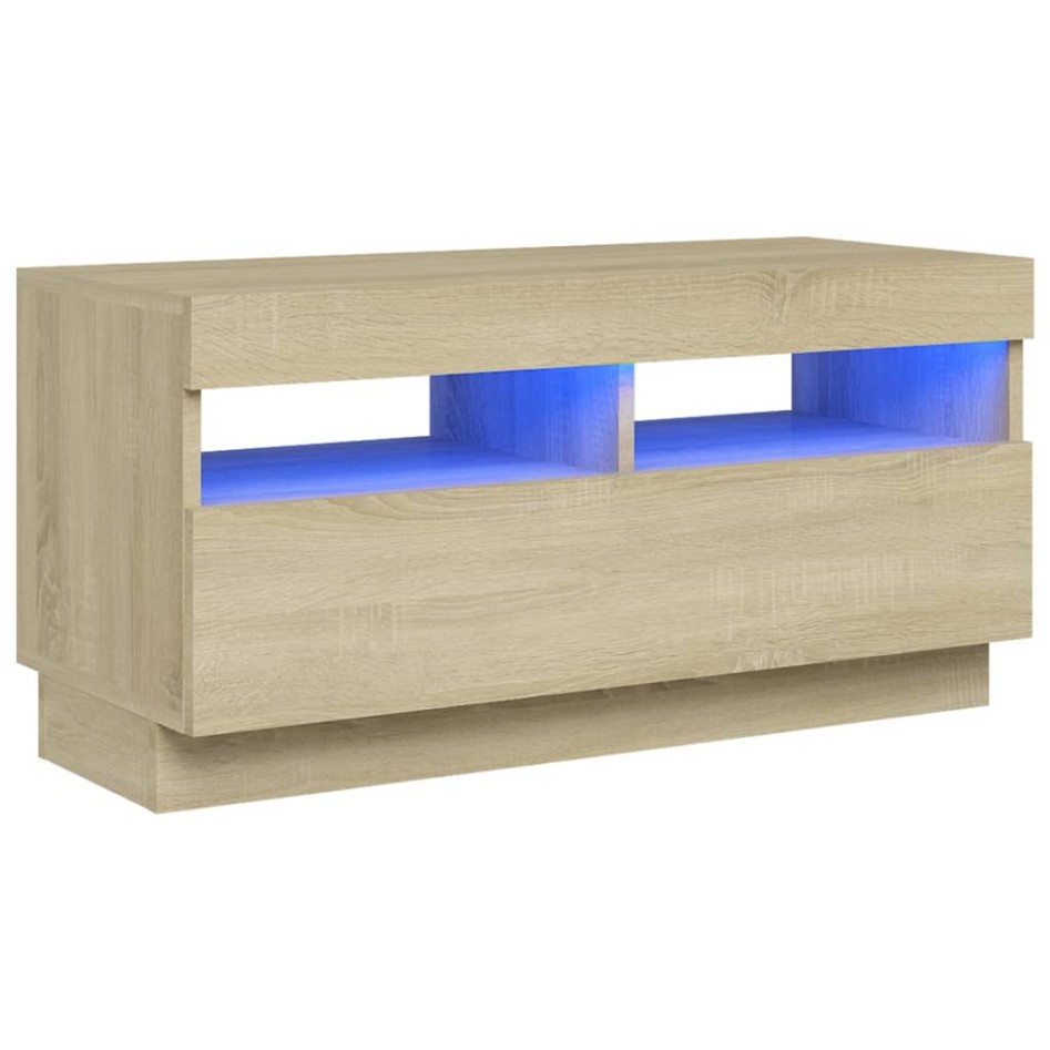 Mueble de TV con luces LED roble Sonoma 80x35x40