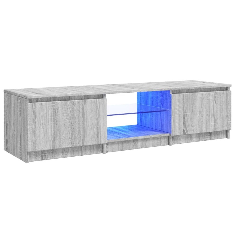 Mueble para TV con luces LED gris Sonoma 140x40x35,5