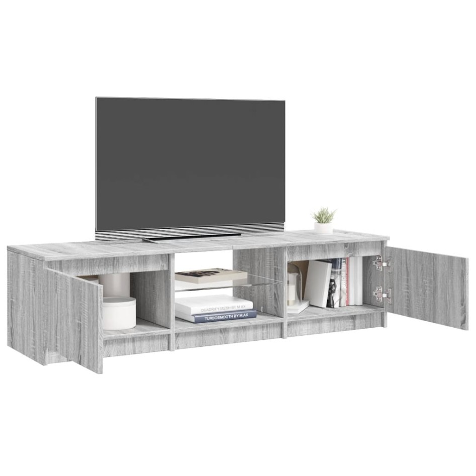 Mueble para TV con luces LED gris Sonoma 140x40x35,5