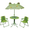Set mesa y sillas de jardín infantil 3 pzas con sombrilla verde