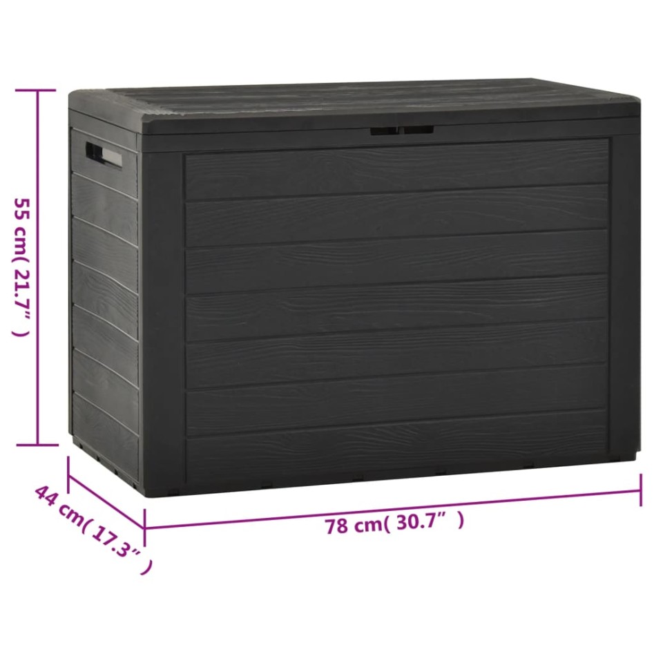 Caja de almacenamiento de jardín gris antracita 78x44x55