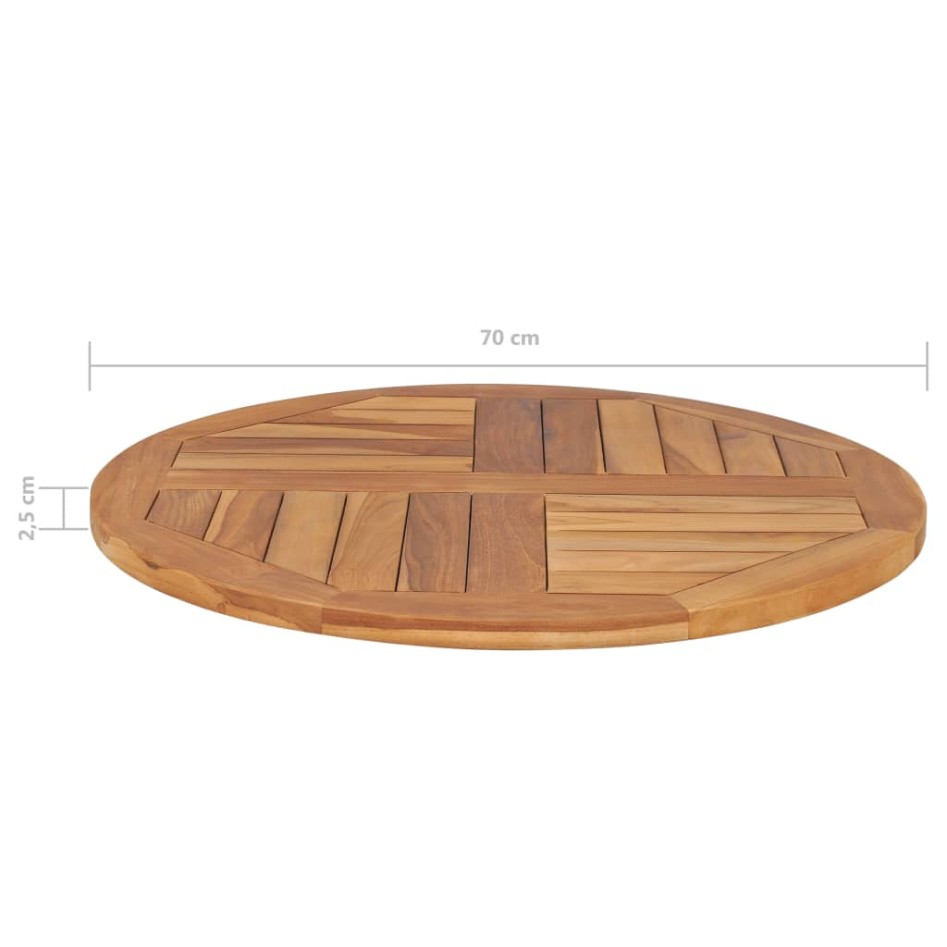 Superficie de mesa redonda madera maciza de teca 2,5 cm 70