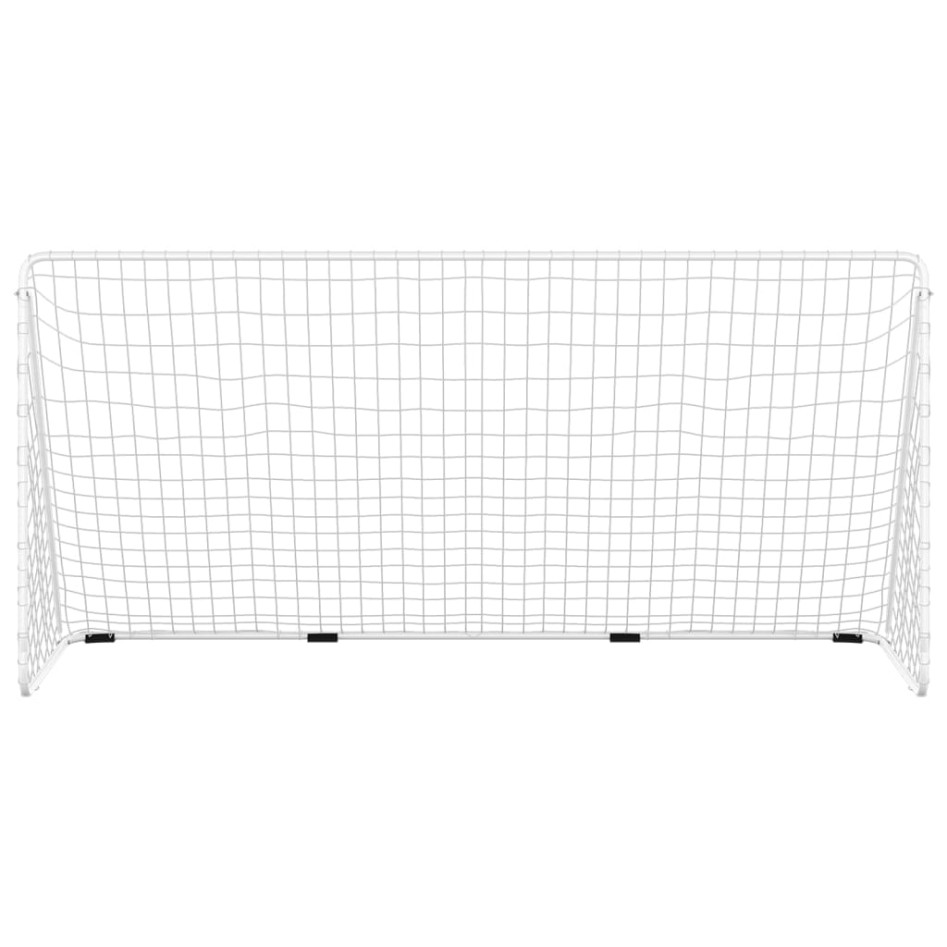 Portería de fútbol con red acero blanco 366x122x182