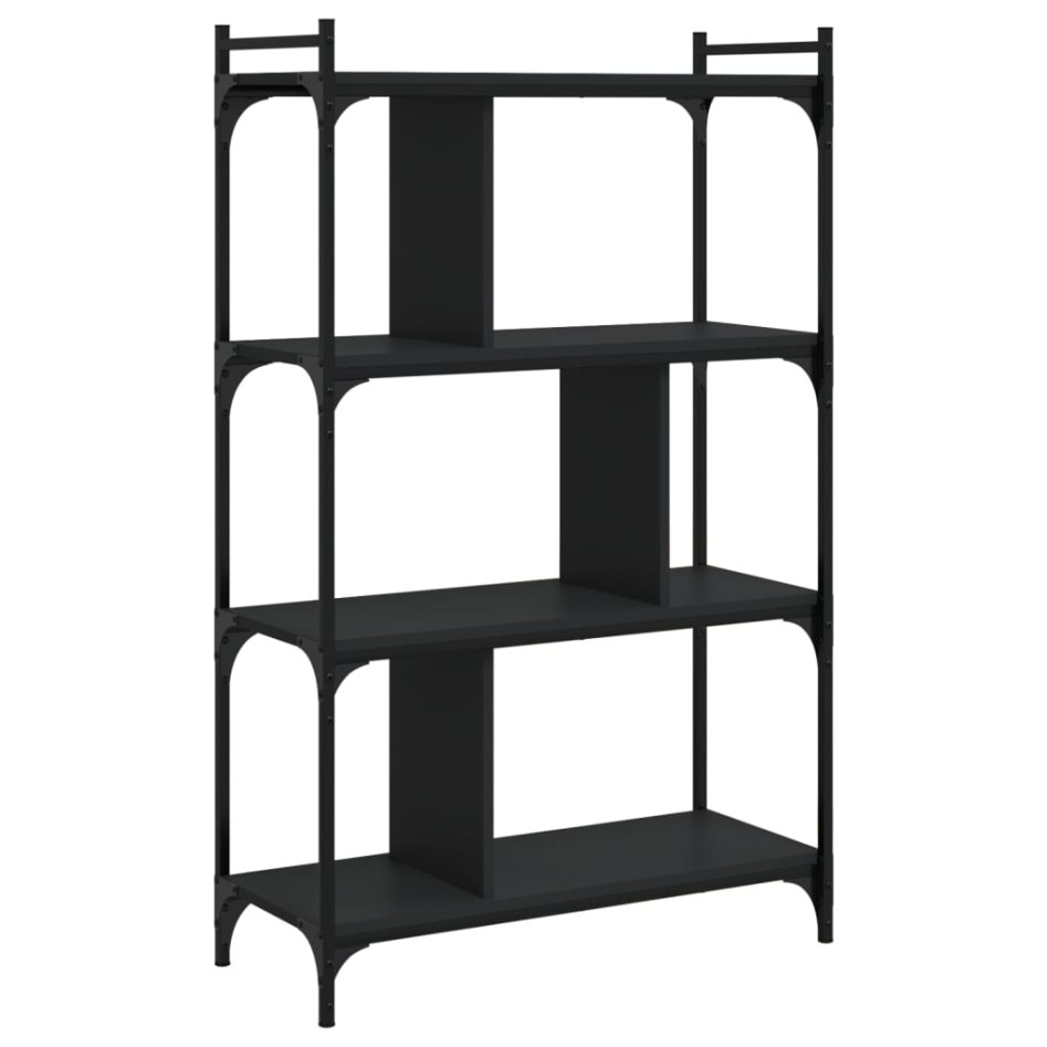 Librería de 4 estantes madera de ingeniería negra 76x32x123