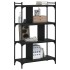 Librería de 4 estantes madera de ingeniería negra 76x32x123