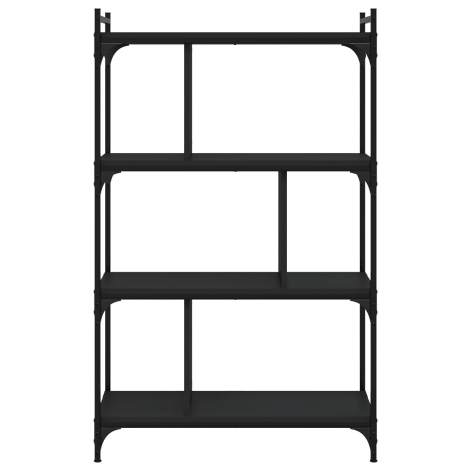 Librería de 4 estantes madera de ingeniería negra 76x32x123
