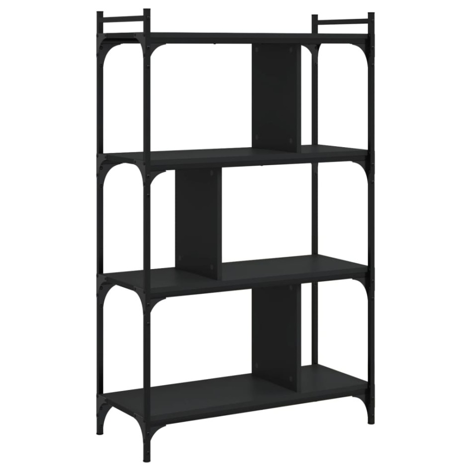 Librería de 4 estantes madera de ingeniería negra 76x32x123