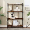 Librería 4 estantes madera ingeniería roble ahumado 76x32x123cm