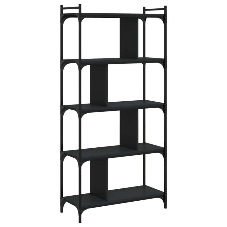 Librería de 5 estantes madera de ingeniería negro 76x32x158