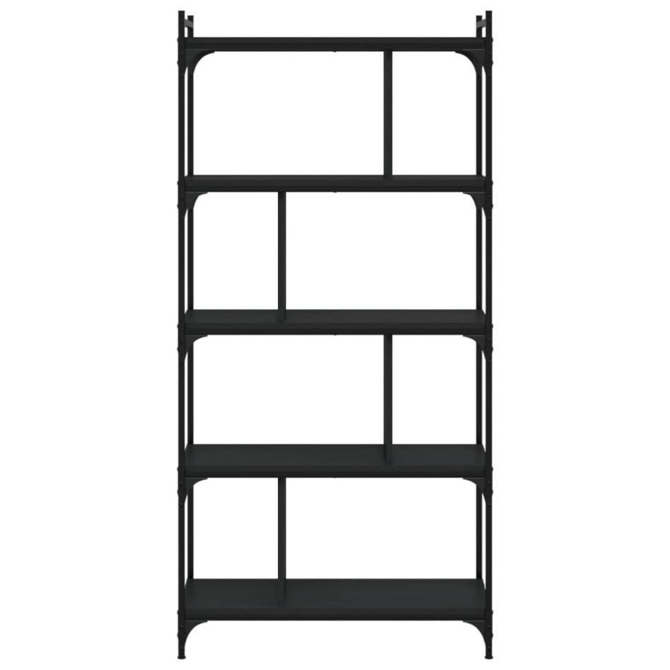Librería de 5 estantes madera de ingeniería negro 76x32x158