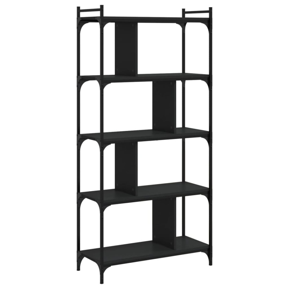 Librería de 5 estantes madera de ingeniería negro 76x32x158