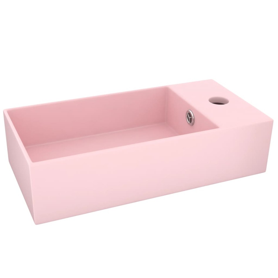Lavabo con rebosadero cerámica rosa