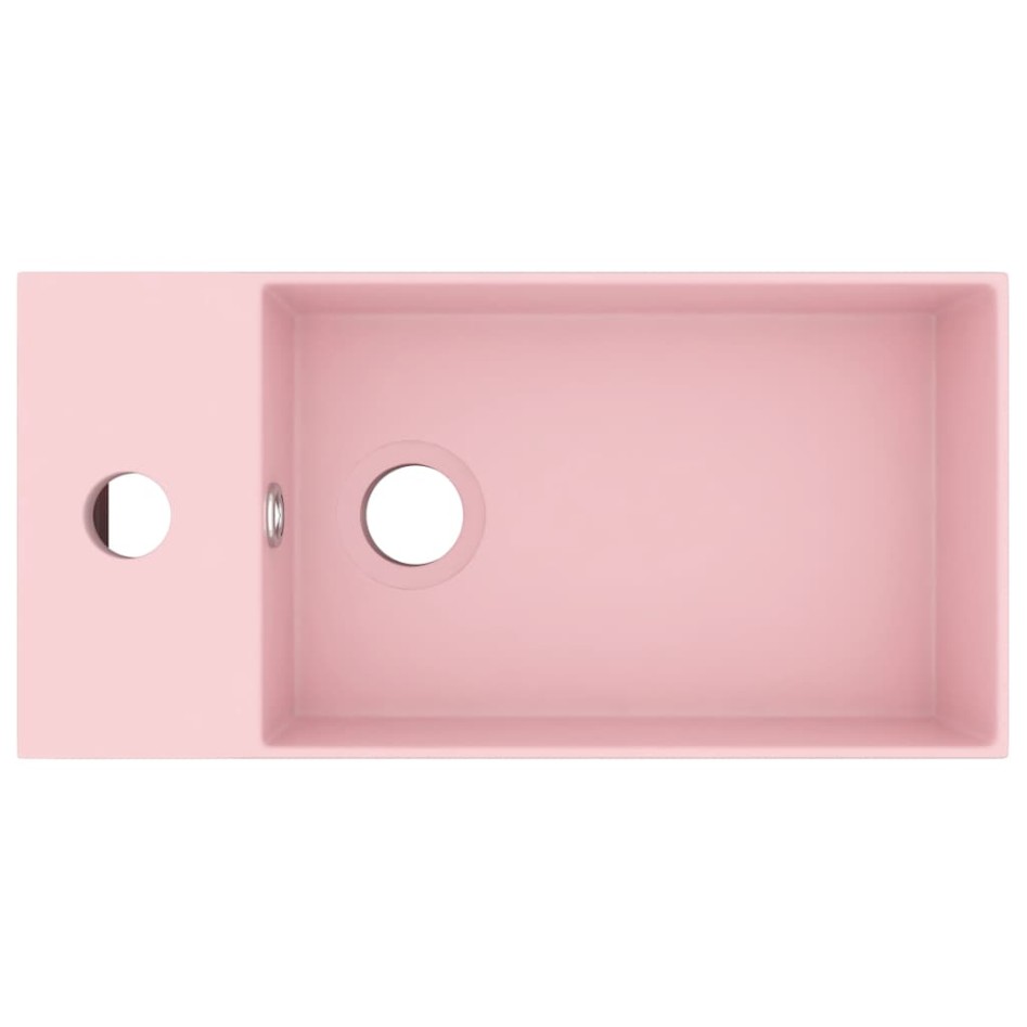 Lavabo con rebosadero cerámica rosa