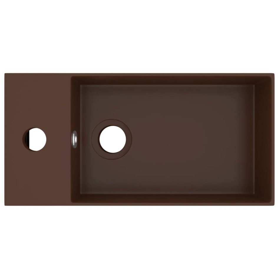 Lavabo con rebosadero cerámica marrón