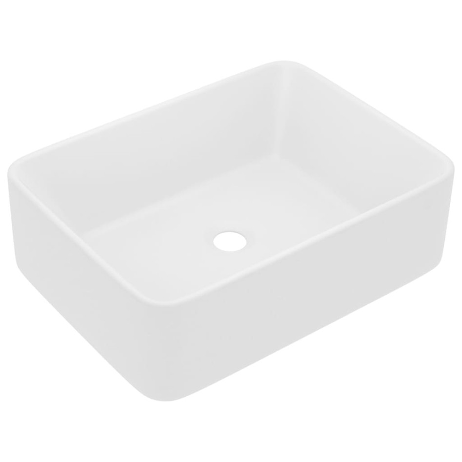Lavabo de lujo de cerámica blanco mate 41x30x12