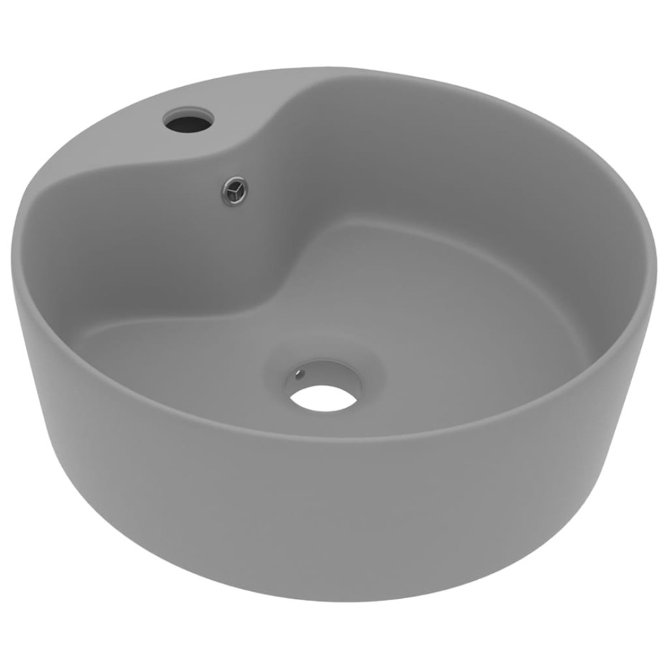 Lavabo lujoso con rebosadero cerámica gris claro mate 36x13