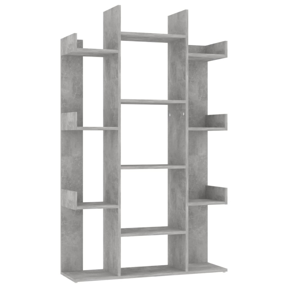 Librería de madera contrachapada gris hormigón 86x25,5x140